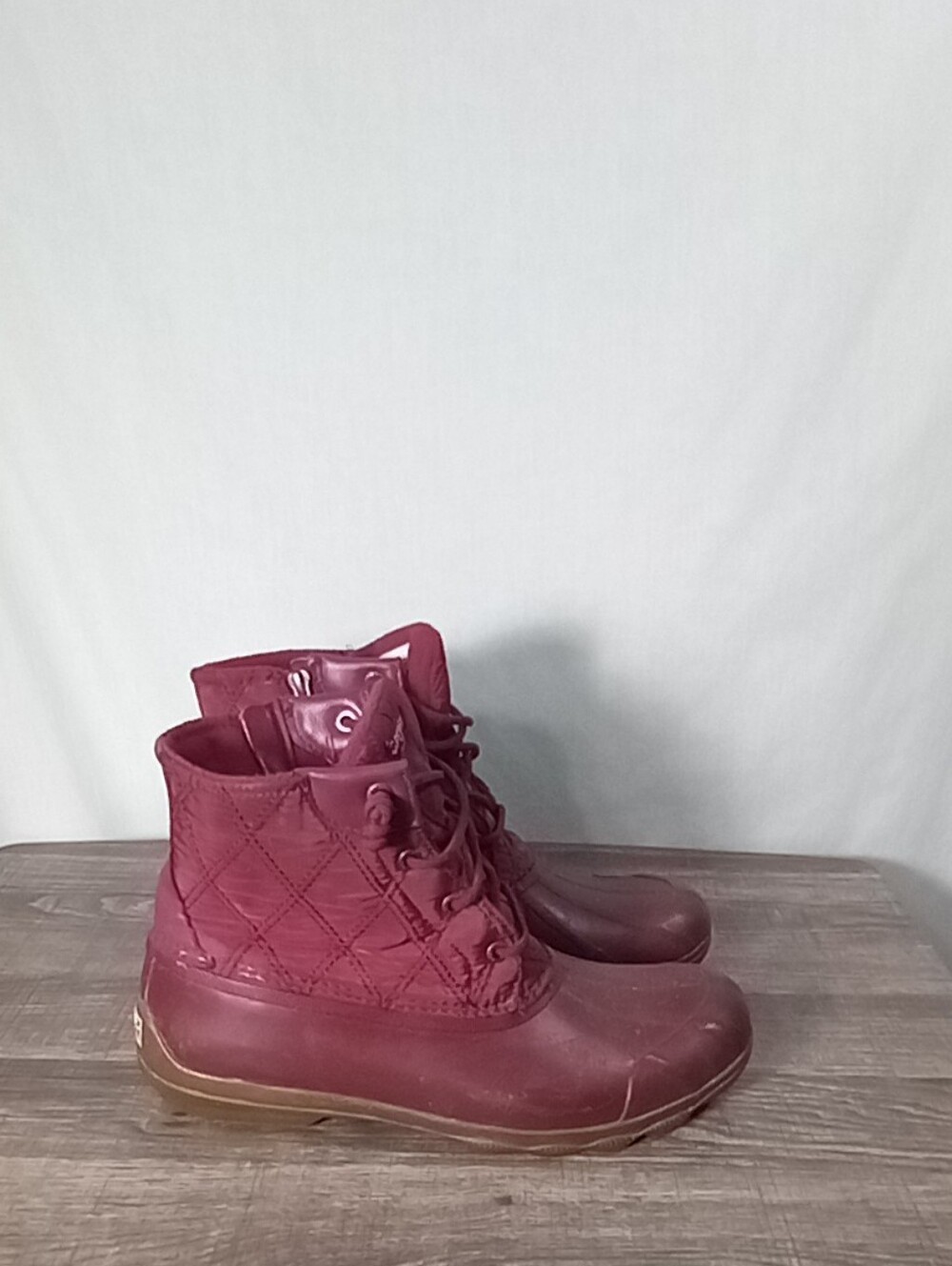 Sperry Dark Red Saltwater Nylon Quilted Boots Size 10